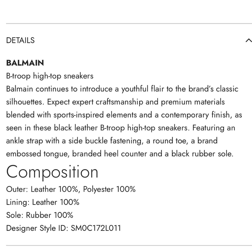 BALMAIN PARIS B TROOP HI-TOP SNEAKERS IN WHITE LEATHER W/BLACK LACES STRAPS EU40 - Picture 15 of 15